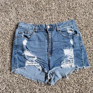 Almost Famous Ripped Blue Jean Shorts